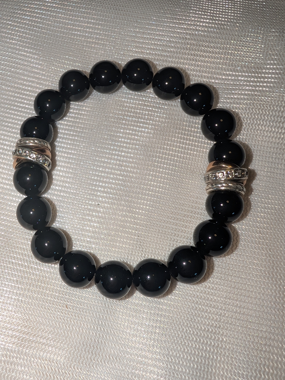 Brighton Neptune Rings Black Agate Beaded Stretch Bracelet